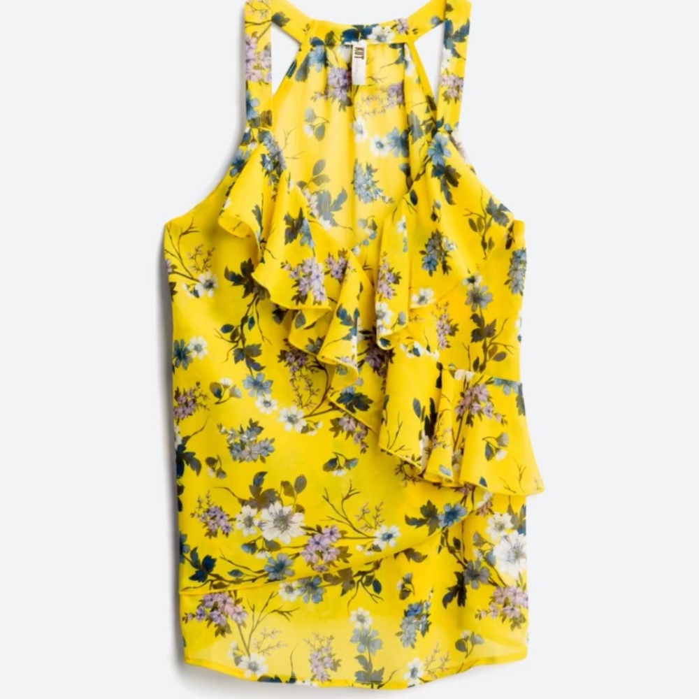 Kut from the kloth yellow ruffle tank top